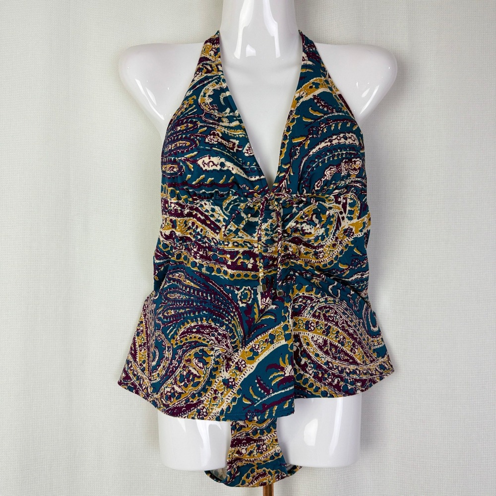 Venus Teal Paisley‎ Halter Swimsuit Top & Bottom Set Size 8